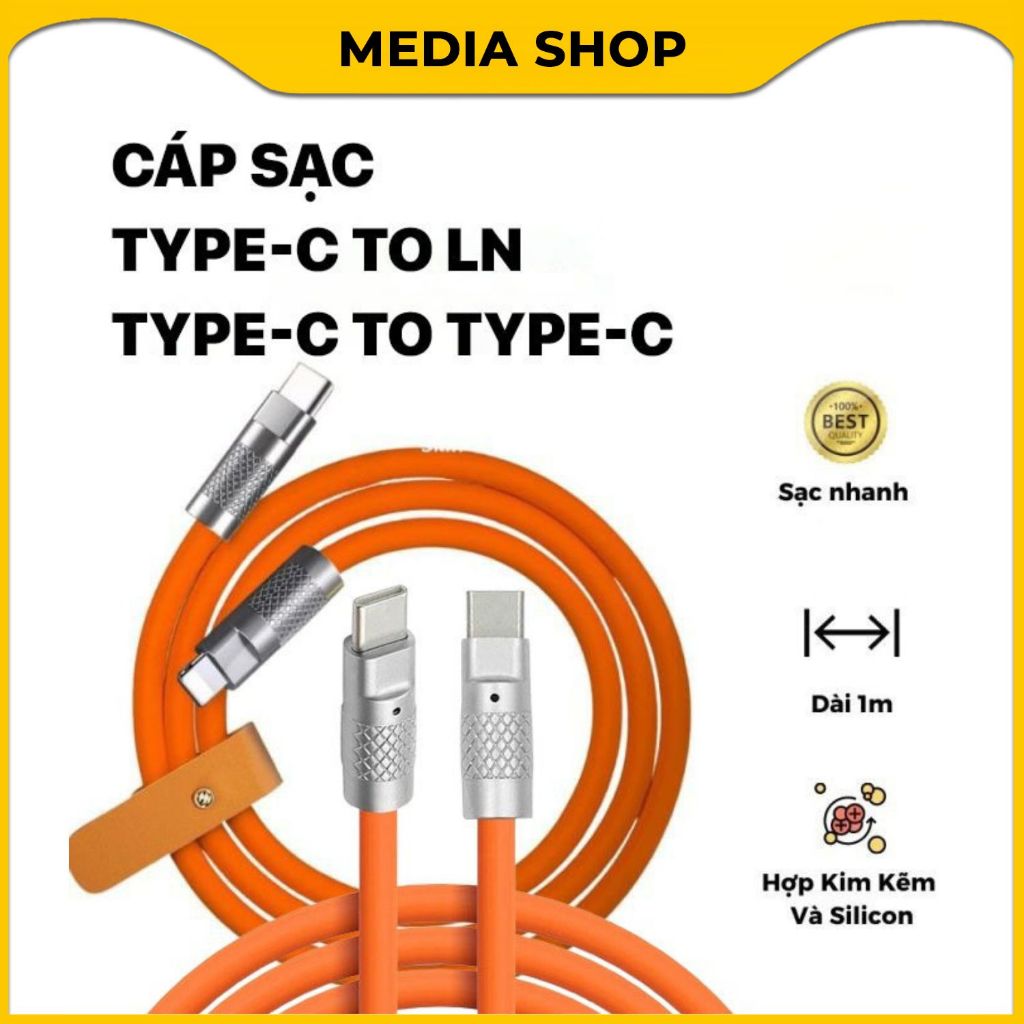 Cáp Sạc Nhanh Silicon Type-C To Type-C, Type-C To LN (Sạc Nhanh, Dây Cáp Silicon Mềm Dẻo)