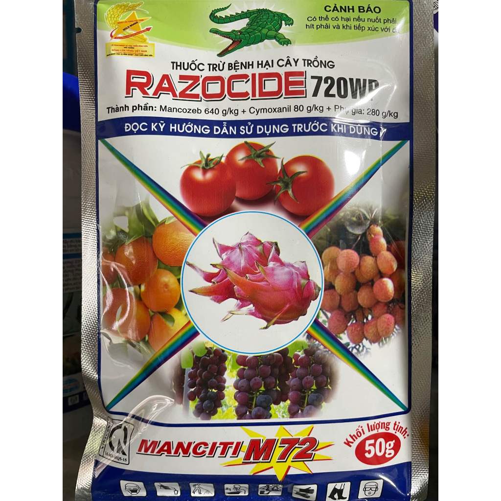 Thuốc Trừ Bệnh Razocide 720WP 50g – Trừ Bệnh Sương Mai, Thán Thư, Xì Mủ, Vàng Lá, Thối Trái