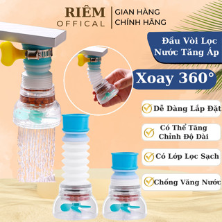 Đầu Vòi Lọc Nuớc Tăng Áp 360 Độ Có Thể Kéo Dài Rửa Chén Bát Có Khóa Cổ Dê Cánh Quạt Tiện Lợi RIEM
