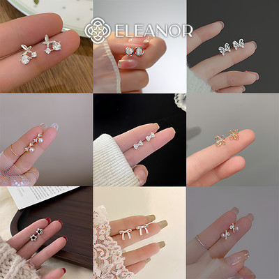 Bông tai nữ chuôi bạc 925 Eleanor Accessories đính đá phụ kiện trang sức khuyên tai mini 8960
