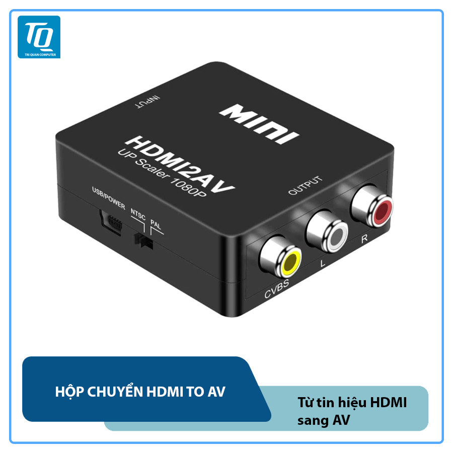 Bộ ChuyểN ĐổI HDMI 1080P Sang AV RCA CVSB L / R Mini HDMI2AV hoặc AV2HDMI