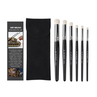 Bộ 5 Cọ Đầu Tròn Dry Brush Giorgione Lông Mềm - Cọ Vẽ Mô Hình, Tranh Gốm, Thủ Công (Kèm Túi)