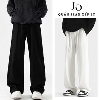 Quần Jean Kaki Nam XẾP LY Cạp Chun Suông Ống Rộng BIGSIZE Cạp Cao Khóa Kéo Form Đứng Dáng Dài MIAA