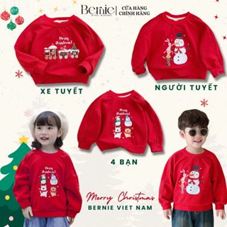  Áo phông áo thun noel giáng sinh màu đỏ màu xanh cho bé trai bé gái BERNIE 1 đến 7 tuổi tổng hợp 