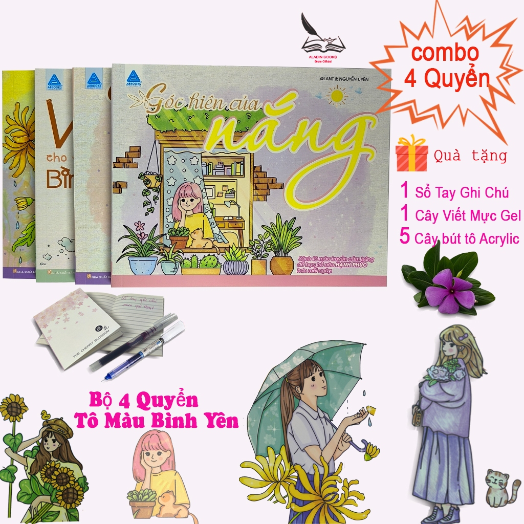 Sách-Combo 4 Quyển Tô Màu Bình Yên – Khám Phá Những Khoảnh Khắc An Lành Và Hạnh Phúc-Kèm Quà Tặng