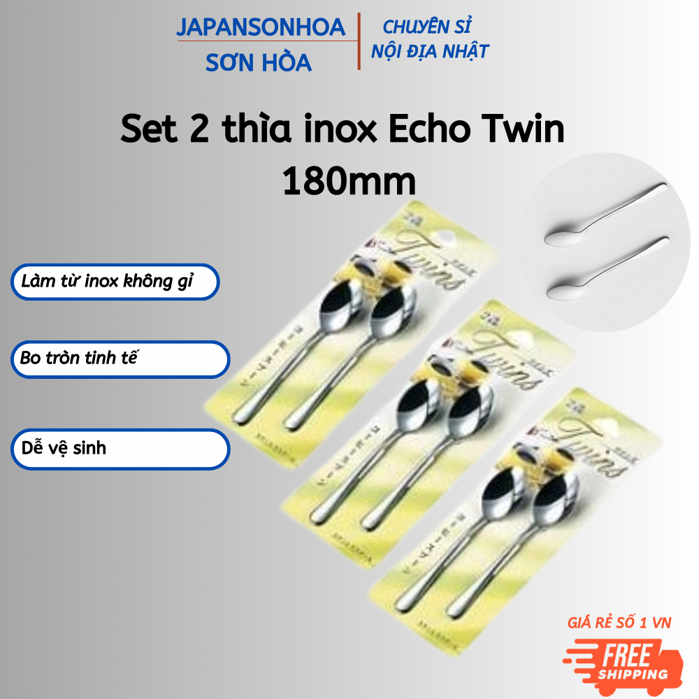 Set 2 thìa inox Echo Twin 180mm