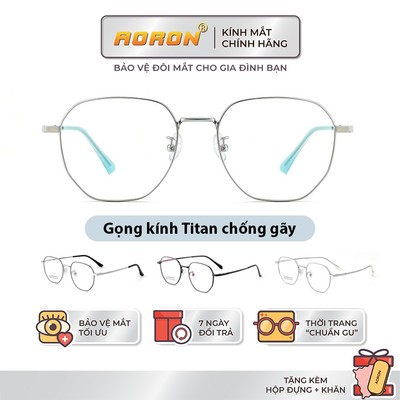 Gọng Kính Cận Titanium Tròng Đa Giác Nam Nữ AORON Siêu Dẻo Trọng Lượng Nhẹ Chống Gãy Tốt Thiết Kế Sang Trọng AK195