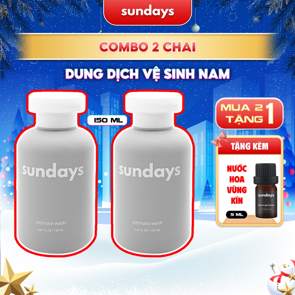 [Mua 2 Tặng 1] Dung Dịch Vệ Sinh Nam Giới Sundays Làm Sạch, Khử Mùi, Hương Nước Hoa Lôi Cuốn 150Ml