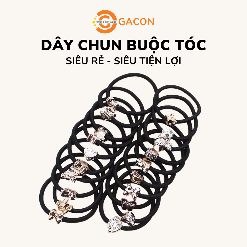 Combo 10 dây chun buộc tóc Hàn Quốc - Thun cột tóc dây đen nhiều hình dễ thương