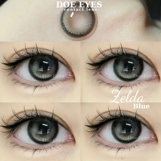 ZELDA GRAY - Kính áp tròng DOE EYES - lens xám trăng khuyết đối xứng full độ 0 -7.00 tặng kèm khay