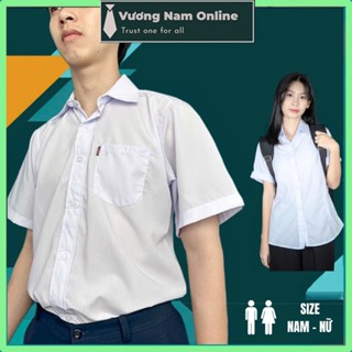 Áo trắng học sinh Nam Nữ tay ngắn và dài cấp 1 2 3 BIG SIZE vải kate hàng tiêu chuẩn vạc ngang VNO93