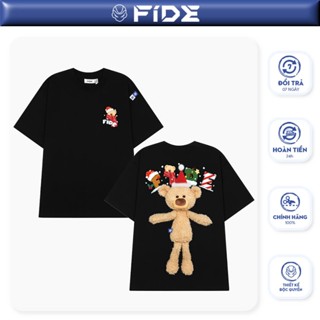  Áo thun JoyBear FIDE TEEDY phông cotton unisex nam nữ Form rộng cổ tròn đính gấu - AT126  TẶNG GẤU  