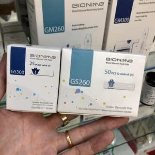 QUE THỬ ĐƯỜNG HUYẾT BIONIME GS300/ GS260 - Hộp 25 que tặng 25 kim lấy máu