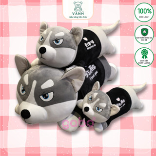 Gấu bông Chó husky, chó ngáo size 1M5, Gối ôm có khoá kéo Siêu to khổng lồ.