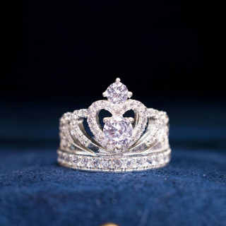 KL0048 Nhẫn Bạc Nữ Monaco King Đai Vương Miện Vua Full Đá Tấm 1.5ly by Kylan Silver
