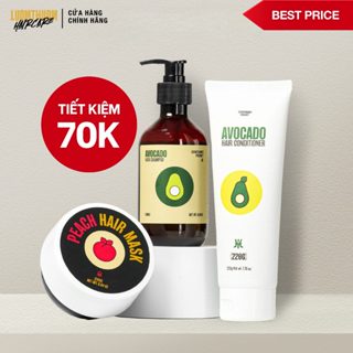 Combo Gội xả Biotin & phục hồi tóc hư tổn: Dầu gội Bơ 280ml + Dầu xả Bơ 280ml + Kem ủ Đào 200gr