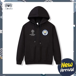 Áo hoodie/sweater Manchester City form rộng in logo vải nỉ bông - Áo khoác nỉ có mũ logo champion league