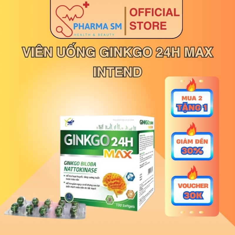 (CHÍNH HÃNG) Viên Uống GINKO 24H MAX - Hoạt Huyết, Tăng Cường Tuần Hoàn Não, Giảm Nguy Cơ Hình Thành