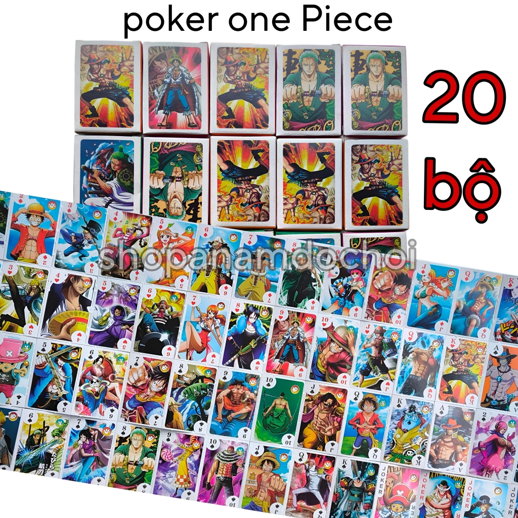 Bịch 20 bộ bài poker one Piece mini , bộ tú lơ khơ đảo hải tặc