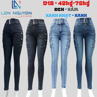 D18_Quần jean nữ, dài, lưng cao, quần bò nữ dáng ôm, big size, cho 42kg đến 75kg,LEN NGUYEN STORE