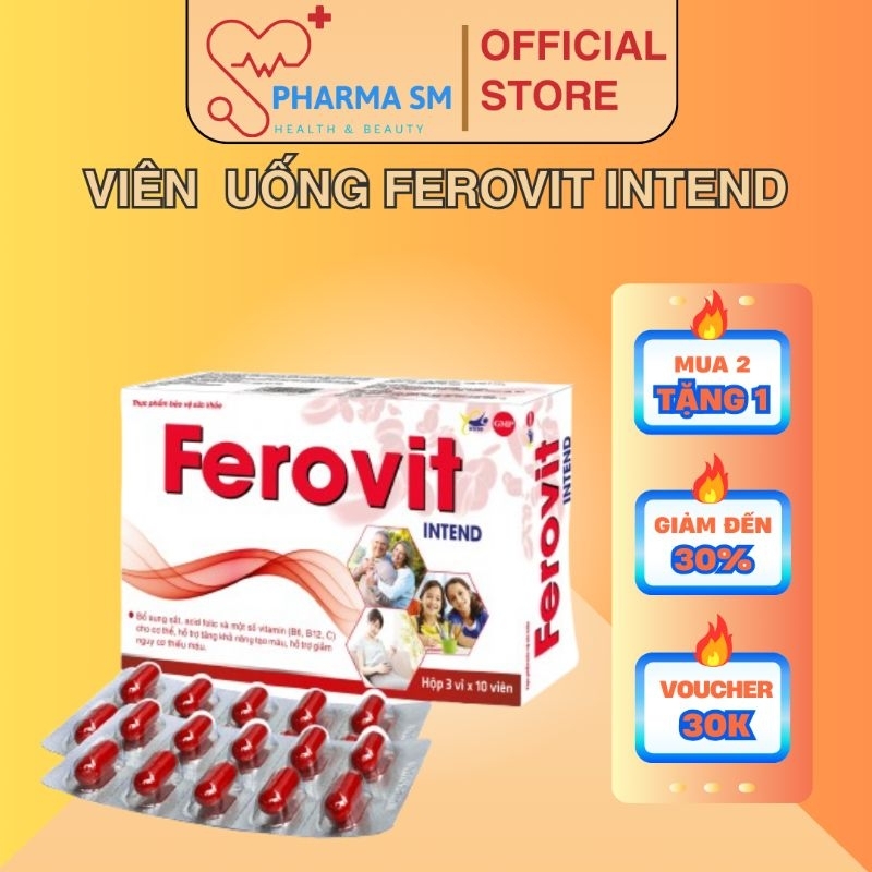 Viên Uống FEROVIT - Bổ Sung Sắt, Acid Folic Và Một Số Vitamin (B6, B12, C) Cho Cơ Thể, Hỗ Trợ Tăng K