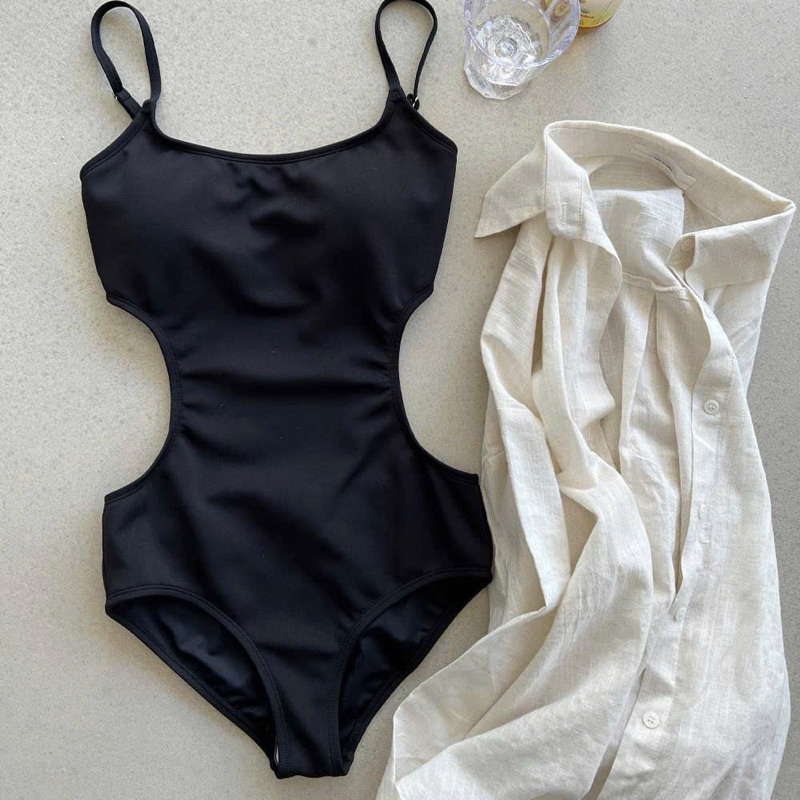 Bikini 1 mảnh đen liền thân khoét lưng ( che tên - sẵn hàng) | BigBuy360 - bigbuy360.vn