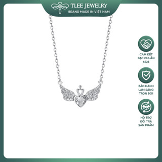  Dây chuyền bạc nữ TLEE trái tim cánh thiên thần đính đá trái tim cao cấp TLEE JEWELRY D0233 