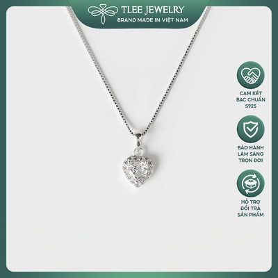 Dây chuyền bạc nữ TLEE mặt trái tim đính đá viền cao cấp TLEE JEWELRY D0159