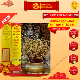  Hương lộc vàng ánh kim dạng hộp 92 nén dài 38CM nhang thần tài thảo mộc THU HIỀN cao cấp 