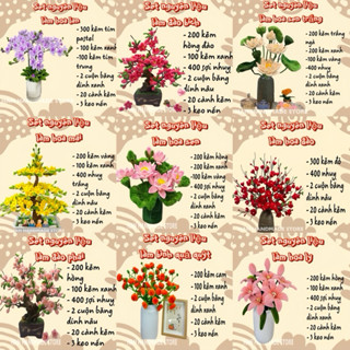 Set nguyên liệu làm hoa Tết kẽm nhung đầy đủ phụ kiện - Diy