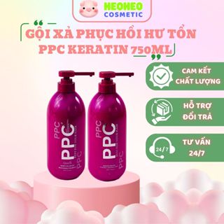 Dầu gội dầu xả PPC KERATIN 750ML-Bộ gội xả phục hồi tóc khô xơ hư tổn chuyên sâu, giúp tóc chắc khỏe, bóng mượt tự nhiên