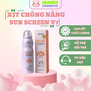 Xịt chống nắng Sun Screen V7 200ML nâng tone trắng da chống nước không bết dính ,Kem chống nắng cho da mặt body SPF50+