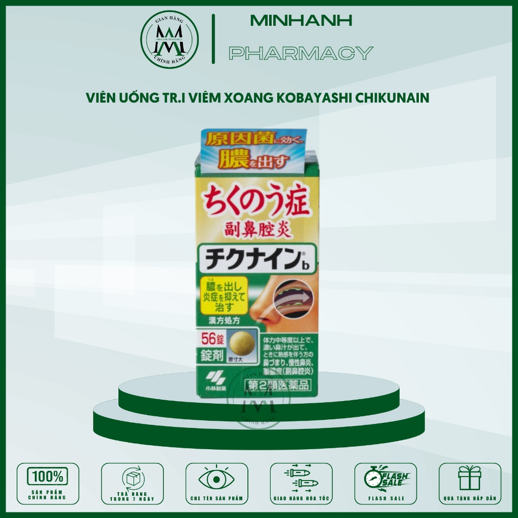Viên uống hỗ trợ giảm xoang mũi chảy nước mũi ngứa mũi dị ứng Chikunain Kobayashi Nhật Bản