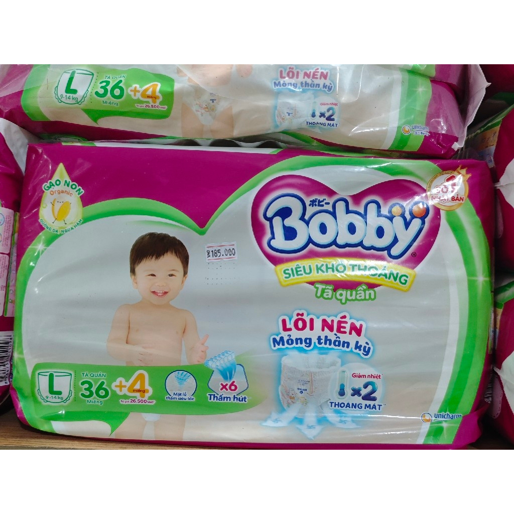 Tã quần bobby size L 36 miếng tặng 6m