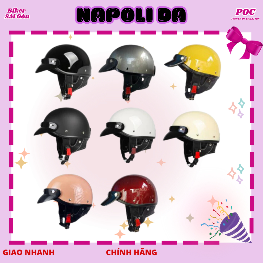 Mũ Bảo Hiểm Napoli Nửa Đầu N120 N179 Retro Phong Cách Nhật Bản - Nón Poc Biker Sài Gòn