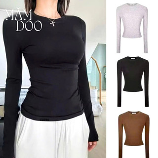 Áo Thun Nữ Tay dài CỔ TRÒN DÁNG DÀI Ôm Body, Áo Kiểu Nữ Dài Tay Chất Cotton Co Giãn Trơn Dễ Phối MĂMDOO