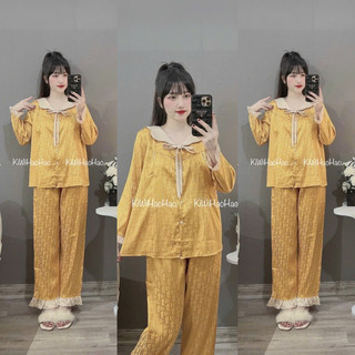 Bộ Lụa Bầu Cổ Nơ Mặc Bầu Sau sinh 2in1. Áo Có Khóa Cho Bé TuTi - Quần Có Chun Rút Tùy Chỉnh To Nhỏ Tiện Dụng