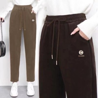 Quần nhung tăm nữ cạp cao ống suông mềm mại co giãn giữ nhiệt tốt mặc mùa đông thời trang trung niên dày dặn thoải mái