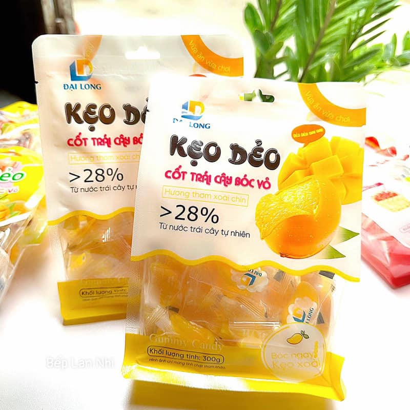 Kẹo dẻo vải bóc vỏ Đại Long gói 500gr- Kẹo dẻo bóc vỏ đại long đủ vị