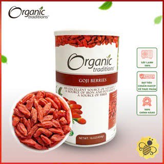  Kỷ Tử Đỏ Kỉ Tử Đỏ Hữu Cơ Sấy Khô Organic Traditions Goji Berries Hộp Thiếc 454g 