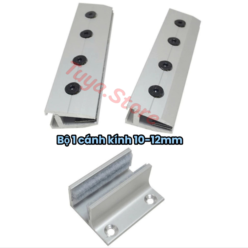 Thanh Nhôm Kẹp Kính Cường Lực, Cho Cửa Lùa, Cửa Tự Động, Không Cần Khoan, Hợp Kim Nhôm Dầy Dặn