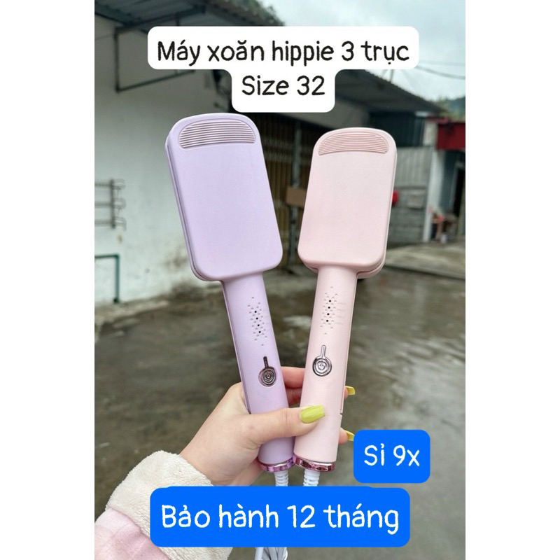 Máy uốn xoăn sóng nước HIPPIE 3 trục bản PRO , máy làm tóc HIPPIE 3 trục size 32
