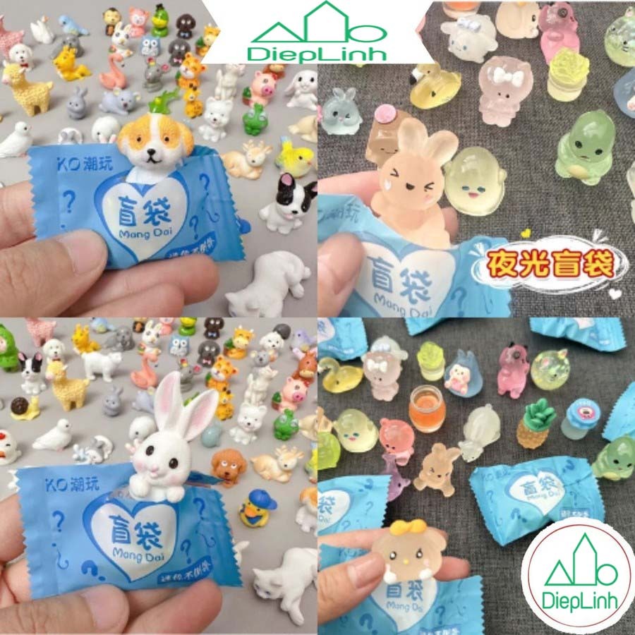 (Mua 50 tặng 10) Combo 50 túi mù phát sáng, mô hình đồ chơi mini, túi mù test nhân phẩm