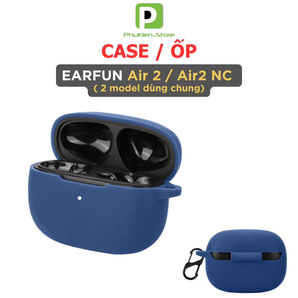 Case ốp bao silicone cho tai nghe Earfun Air 2 / Air 2 NC  - Kèm móc khóa