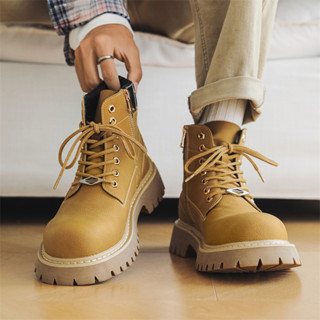 Giày Martin Boots mũi tròn đế đúc cao 5cm, Giày Boots nam HOMME khóa zip 66621-R