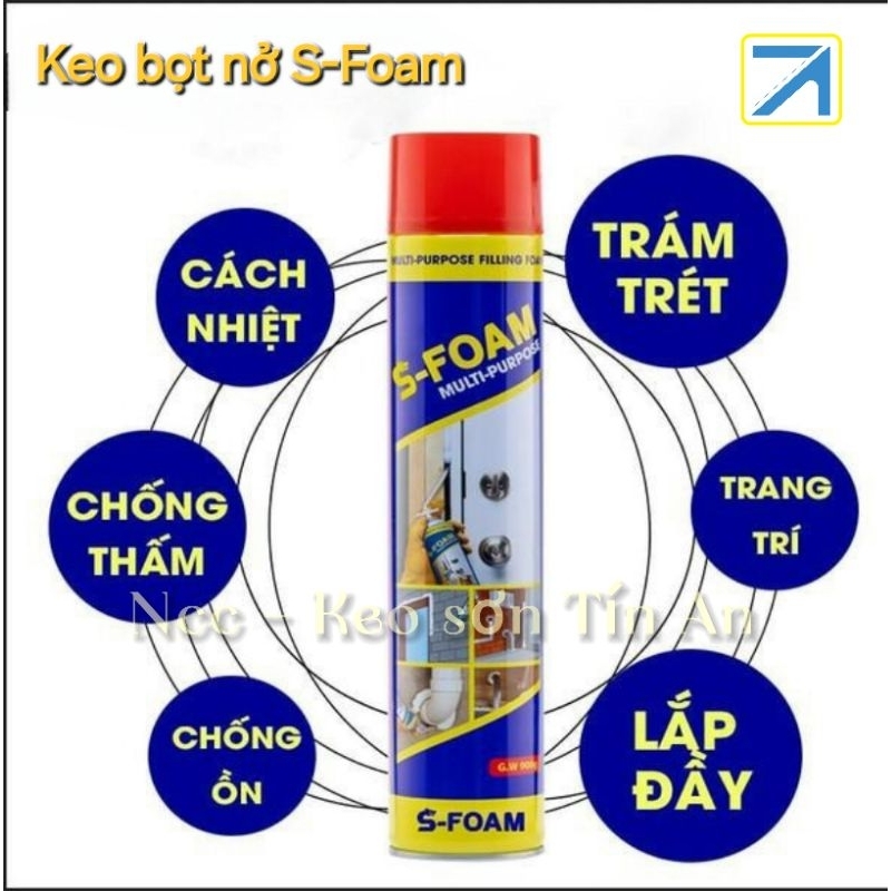KEO BỌT NỞ S-FOAM 750ML(900G). BỊT KÍN MỌI KHE HỞ.