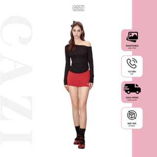  Cazi Aline Top - Áo lệch vai dúm 1 bên sườn 