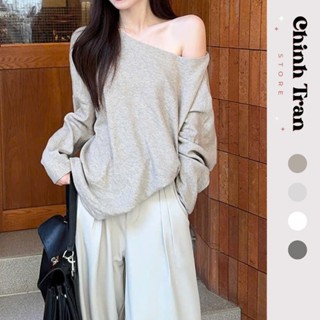 Áo Lệch Vai Tay Dài Nữ Chất Len Tăm Lông Dày Dặn Thu Đông - Chinh Trần Store