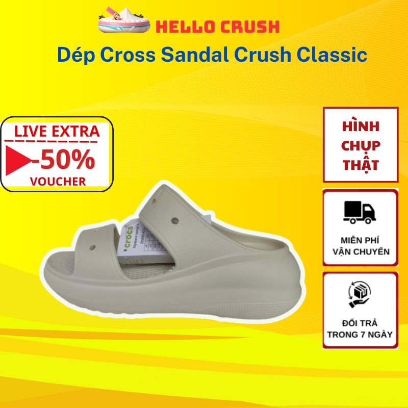 Dép cross sandal Crush Classic độn đế form Hàn Mẫu Mới 2024 Shop Hello Crush