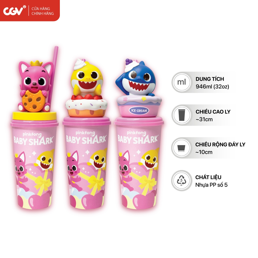 Ly nước Baby Shark (mẫu 2024) CGV Cinemas Vietnam 946ml